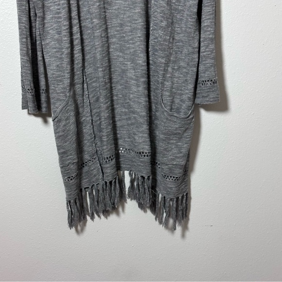 Sonoma Women Fringe Open Gray Cardigan size PXS - Picture 2 of 9